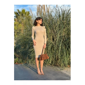 Karpuz Kol Triko Elbise-siyah