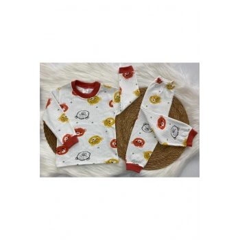 Erkek Çocuk Ayı Kafa Baskılı Pijama Takımı