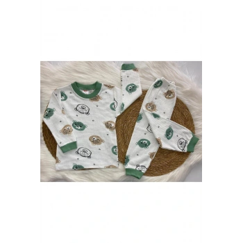 Erkek Çocuk Ayı Kafa Baskılı Pijama Takımı