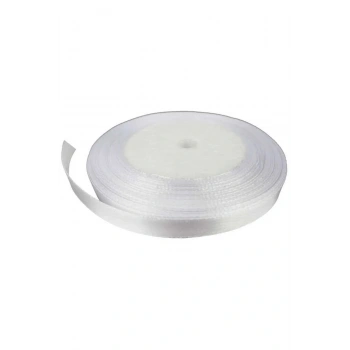 Saten Kurdele Ince 6 Mm - 10 Metre , Beyaz Kurdale