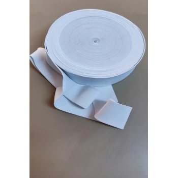 3 Cm Bel Lastiği - Dokuma Lastik - Beyaz-25mt