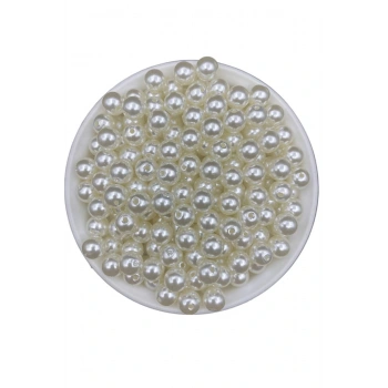 100 gr 10 mm Krem Renk Lüks Kaplama Plastik inci Boncuk , Takı Yapım Boncuğu (100GR,~200 ADET)