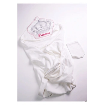 Prenses Bebek Bornozu Banyo Havlusu Keseli Set 0-3 Yaş