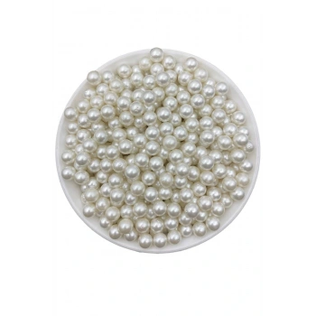 Deliksiz Inci Bıncuk, Deliksiz 8mm Krem Plastik Çakma Incisi (50gr,~170 Adet)