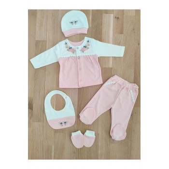 Kız Bebek Organik Natural Somon 5 Li Hastane Çıkışı