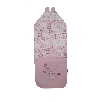 Kız Bebek Için Kapşonlu Penye Kundak Battaniye