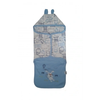 Erkek Bebek Için Kapüşonlu Penye Kundak Battaniye