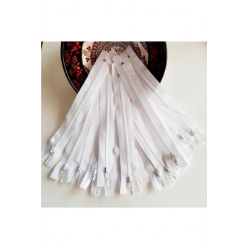 Plastik Fermuar 18 Cm Beyaz ( 5 Adet )