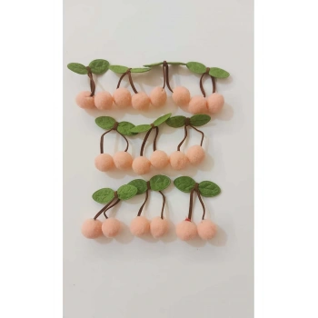 Somon Ponpon Kiraz Çorap Saç Bandı Paket Dekorasyom Süsleme -6 ADET