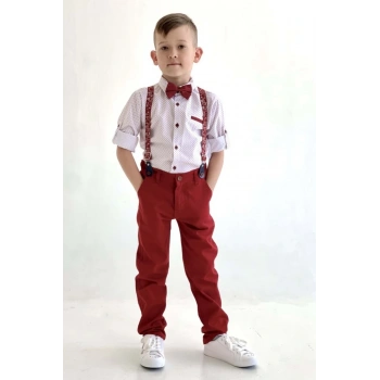23 Nisan Erkek Çocuk Uzun Kol Gömlek Pantolon Papyon Takım Gösteri Kostüm