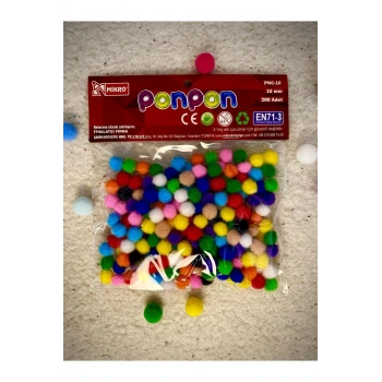 Pon Pon Mix-Renkli 10 MM(1CM)- 200 ADET