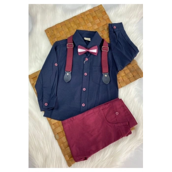 Erkek Çocuk Takım Elbise Papyonlu Ve Slopetli 4lü Set