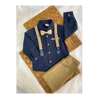 Erkek Çocuk Takım Elbise Papyonlu Ve Slopetli 4lü Set-KAMEL