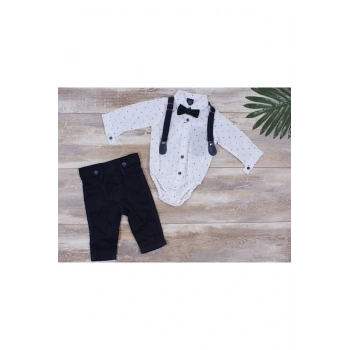 Erkek Bebek Çocuk Papyon Salopet Tulum Takımı