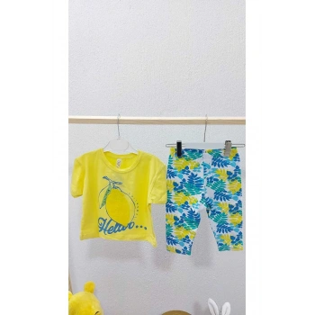 KIZ ÇOCUK, PAMUK, LİMON DESENLİ - PULLU