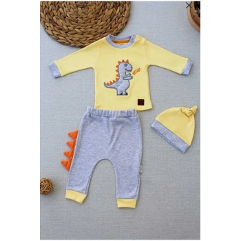 Erkek Bebek Çocuk Takım 3lü  Sarı Bebek Takımları Kıyafetleri Bebek Giyim Hediyelik