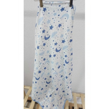 Çift Taraflı İnterlok Örtü & Battaniye AY-YILDIZ DESENLİ %100 Pamuk Oeko-teks Sertifikalı 90 X 75 Cm