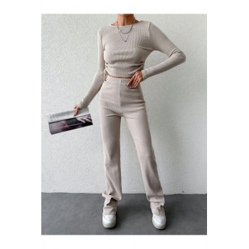 Kadın Raporlu İspanyol Paça Alt-Üst Takım