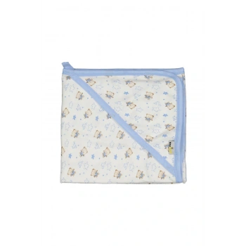 Bebek Tek Kat Başlıklı Penye Battaniye Kundak 80x90 Cm