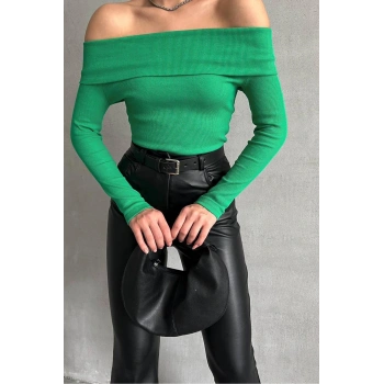 Madonna Yaka Yeşil Kaşkorse Bluz