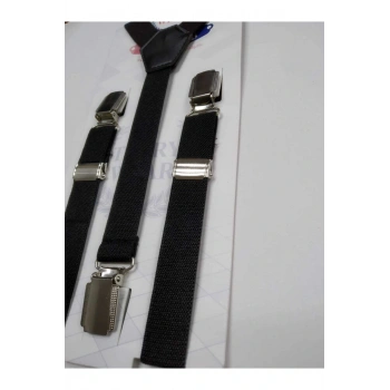 Metal Uçlu Ayarlanabilir Çocuk Pantolon Askısı Siyah