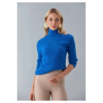 Siyah  Balıkçı Yaka Kaşkorse Şardonlu Slimfit Boğazlı Kazak