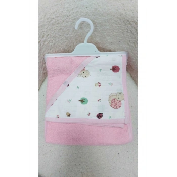 Müslin Başlıklı Bebek Havlu Kundak %100 Pamuk- Bebek Banyo Havlusu