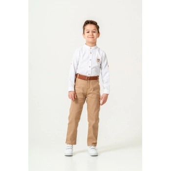 erkek çocuk / uzun kol hakim yaka / gömlek pantolon/ kemerli erkek takım