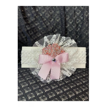 Bebek Bandana 0-24 Ay İşlemeli Dantelli Tasarım