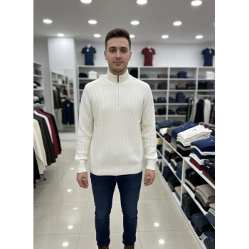 Fitilli Fermuarlı Triko Kazak