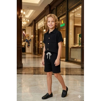 Erkek Çocuk Müslin Kumaş Gömlekli Takım