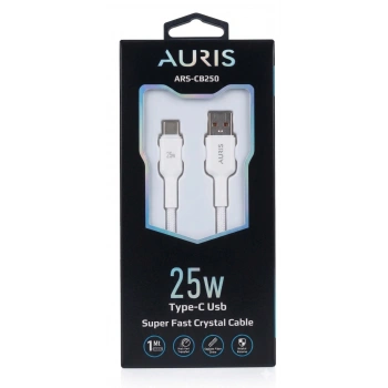 AURIS CB250 25W Type-C Kristal Hasır Kablo Beyaz
