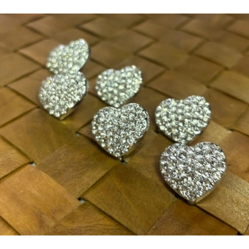 KALP TAŞLI DÜĞME 34 BOY (21,5MM) GÜMÜŞ - 5 ADET (K1262)