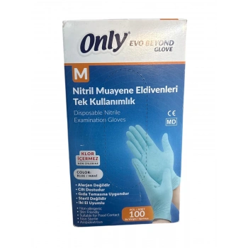 Nitril Muayene Eldivenleri Tek Kullanımlık M Beden MAVİ
