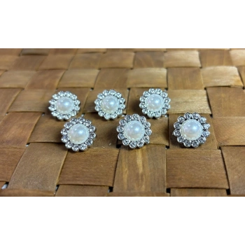 TAŞLI DÜĞME 24 BOY (15,2MM) GÜMÜŞ - 10 ADET (1202)