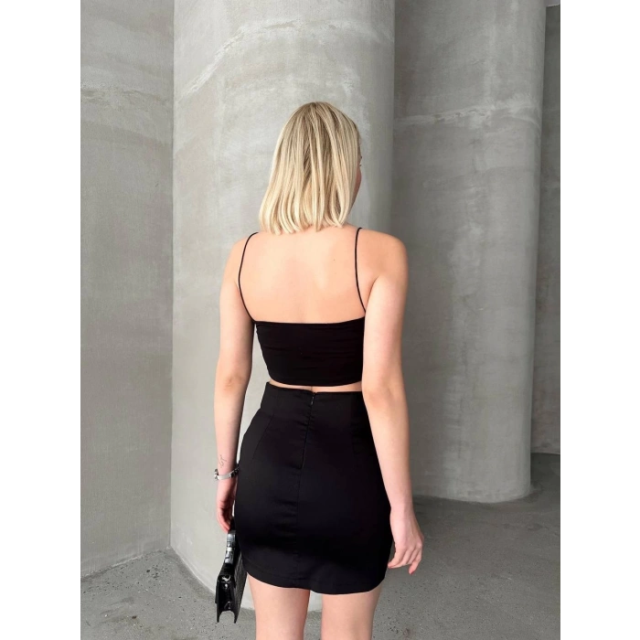 Likralı gabardin dört düğmeli etek