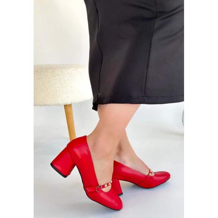 Tino Kırmızı Cilt Topuklu Ayakkabı