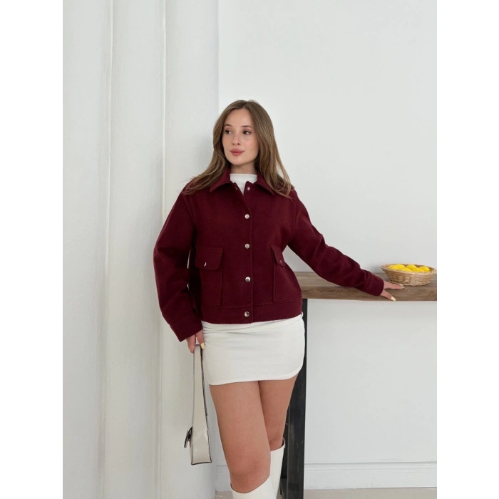 Zr model kaşe ceket bordo st255807