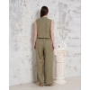 Broşlu yelek pantolon takım haki s255821