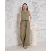 Broşlu yelek pantolon takım haki s255821