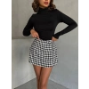 Kapaklı kaşe şort etek siyah beyaz kazayağı h261218