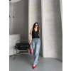 Palazzo straight kar yıkama jeans pantolon mavi d2008