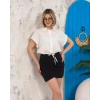 Sıfır kollu bağlamalı crop gömlek beyaz s255359
