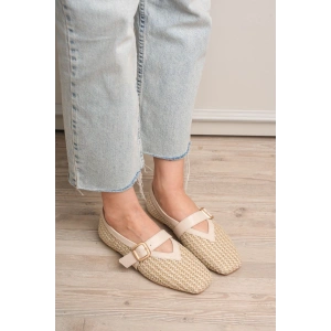 Ponti Bej Cilt Hasır Detaylı Babet Ayakkabı