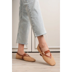 Ponti Taba Cilt Hasır Detaylı Babet Ayakkabı