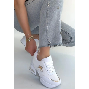 Wody Beyaz Cilt Simli Bağcıklı Spor Ayakkabı