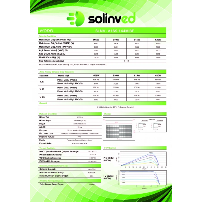 610W Topcon Bifaciall Half-Cut Güneş Paneli