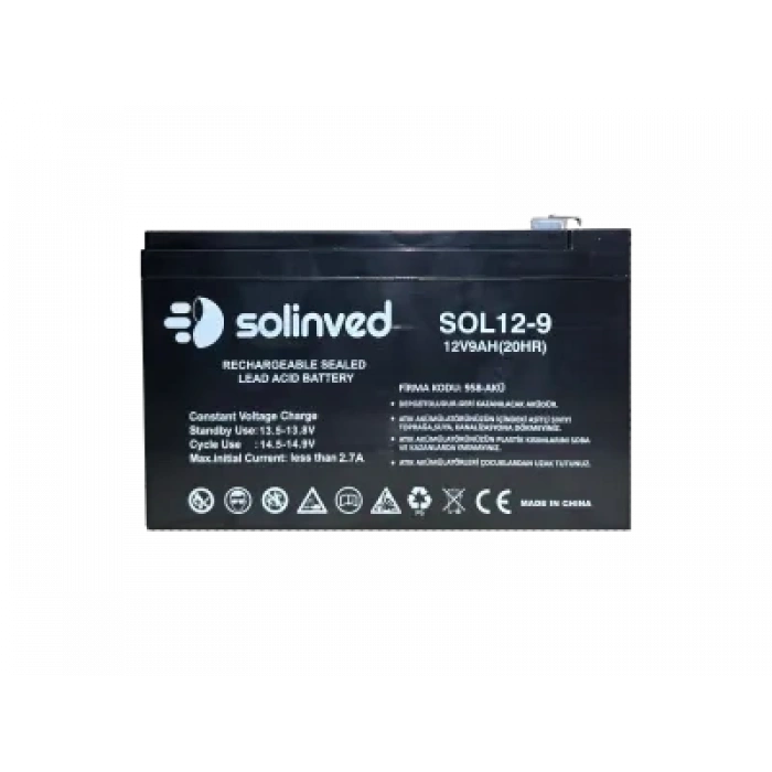 SOLİNVED 12V 9AH Ups Ve Alarm Aküsü