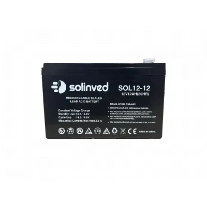 SOLİNVED 12V 12AH Ups Ve Alarm Aküsü
