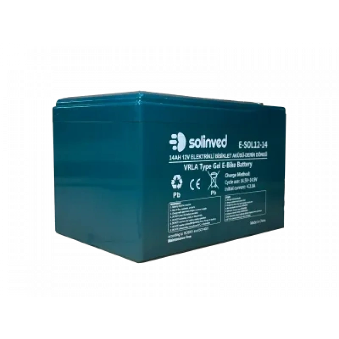 SOLİNVED 12V 14AH VRLA Tipi Elektrikli Bisiklet Aküsü